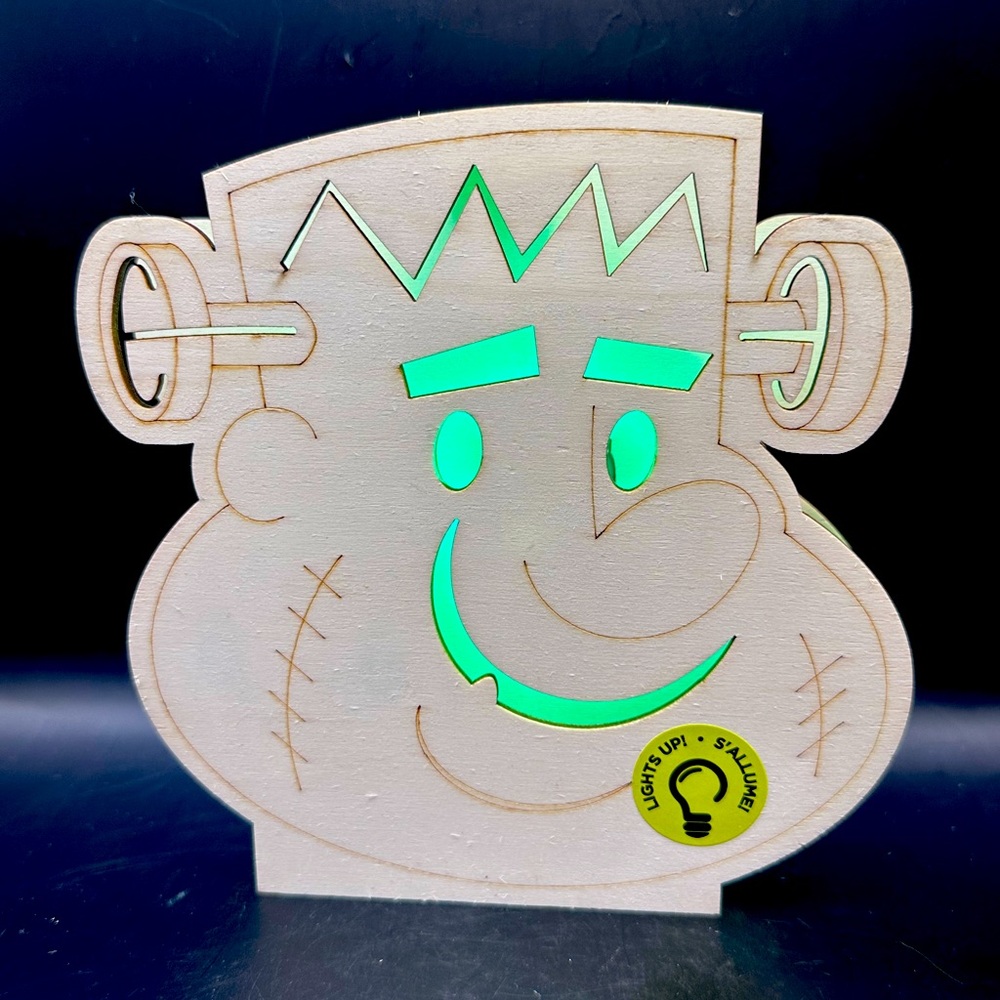 Wooden Pre-Lit Frankenstein Cut Out Wooden Halloween Craft Decor Paint Yourself